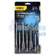 Набор перовых сверл по дереву 6 шт (10/12/16/18/20/25мм) Deli DH-MBZ006-ED1 длина 150мм, 1/4