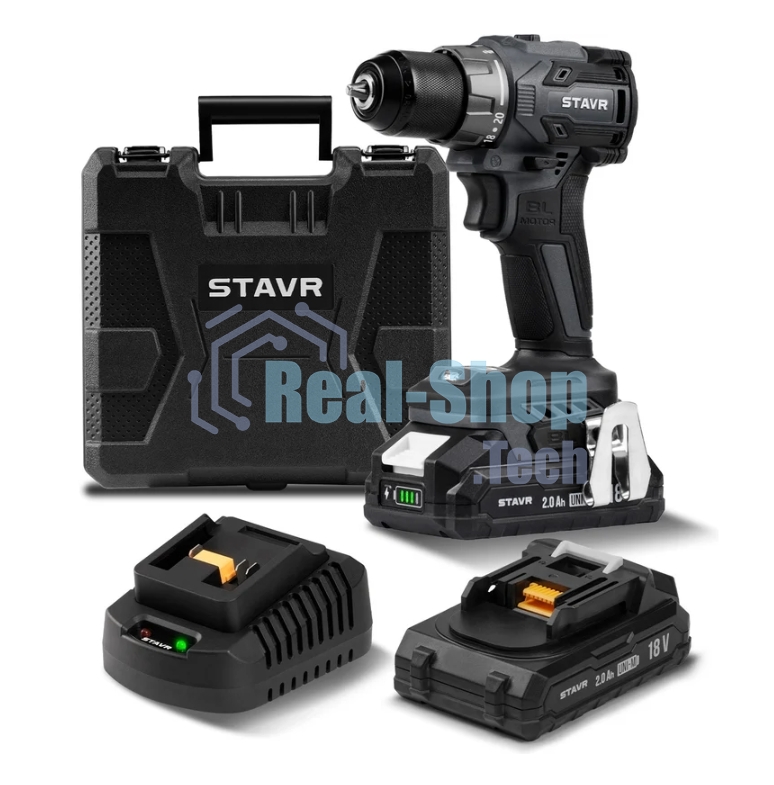 Дрель-шуруповерт СТАВР SDD 18BL-2K, 18 В, 2 Ач, 50 Нм, бесщеточный