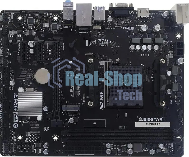Материнская плата Biostar A520MHP 2.0 Soc-AM4 AMD A520 2xDDR4 mATX AC`97 8ch(7.1) GbLAN RAID+VGA+HDMI