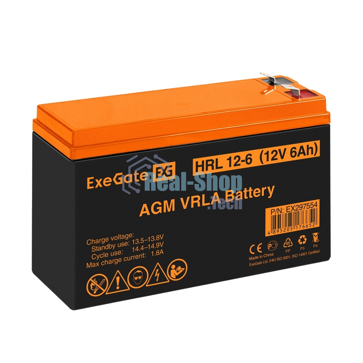 Аккумуляторная батарея ExeGate HRL 12-6 (12V 6Ah 1224W, клеммы F2)
