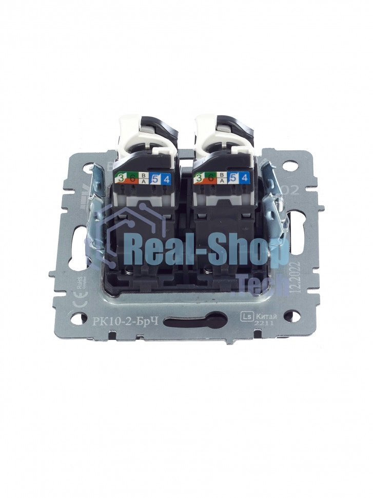 Розетка компьютерная двойная IEK BRITE РК10-2-БрЧ RJ45 кат.5E черный