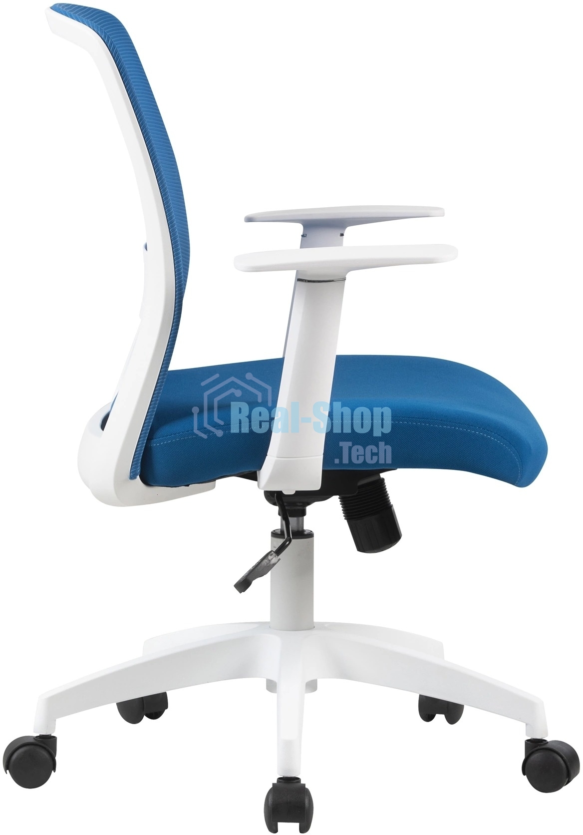 Кресло компьютерное Cactus CS-WMC333-BL темно-синий, сиденье темно-синий, сетка/ткань, низк.спин. крестов. пластик, пластик белый