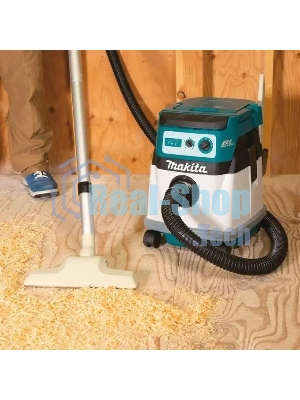 Строительный пылесос Makita DVC150LZ гибридное, белый, 320 Вт, уборка сухая/влажная, пылесборник мешок/контейнер, 15 л