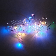 Гирлянда светод. Funray Нить, SE-STRING-550M, 5м, 50 LED, мульти (4цв.), 3xАА, серебр. шнур 0,3м