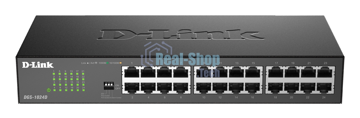 Коммутатор D-Link DGS-1024D/J1A, 24×1 Гбит/с, неуправляемый