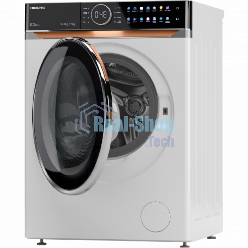 Стирально-сушильная машина HIBERG i-DDQ10 - 10714 W белый загр. фронтальная макс.: 10,5 кг 1400 об/мин класс: А+++