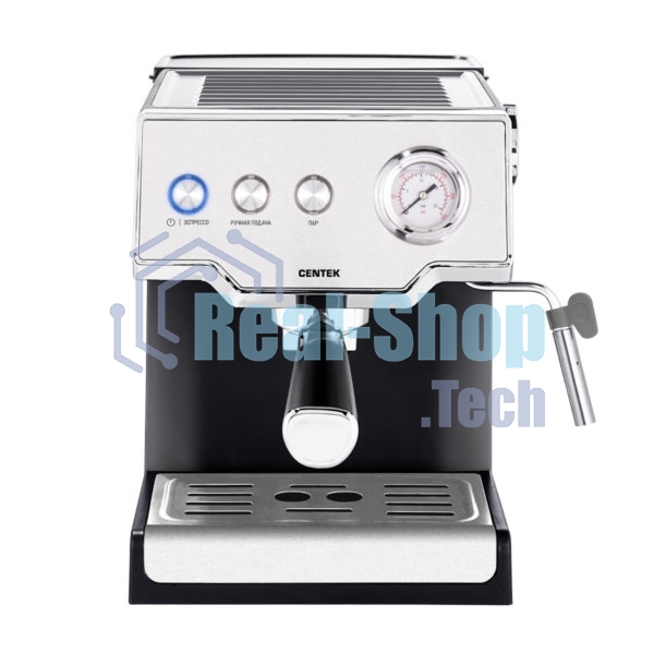 Кофеварка рожковая Centek CT-1167 черный/серебристый, исп. кофе - молотый, 1.6 л, 850 Вт, 20 бар