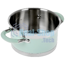 Кастрюля LARA LR02-540 MINT 16x9 см, 1,7 л, носик, индукционное дно, крышка с бортом, полипропилен, силикон, нержавеющая сталь