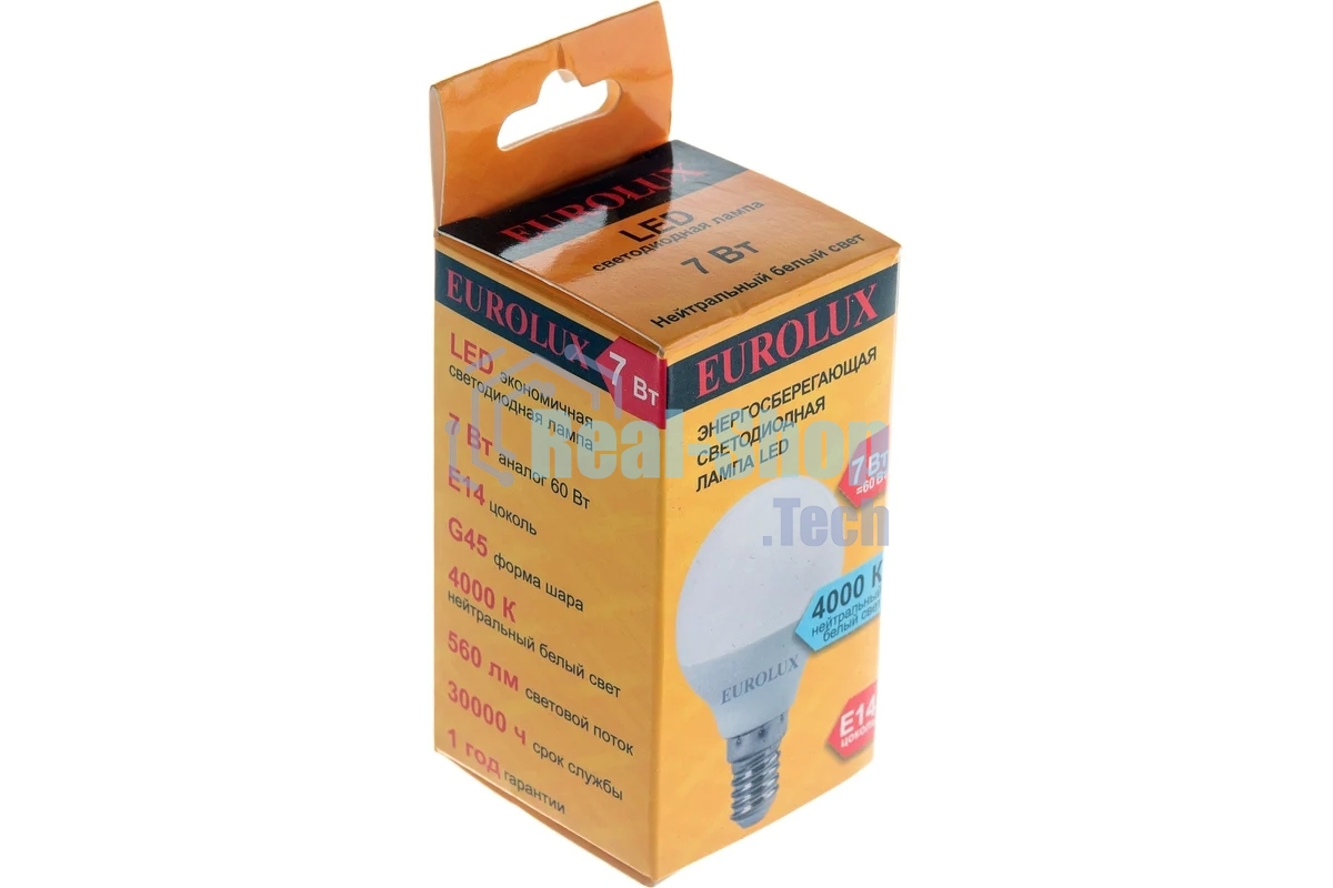 Лампа светодиодная EUROLUX LL-E-G45-7W-230-4K-E14 шар