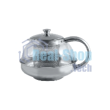 Чайник заварочный MALLONY Menta-600 из нержавеющей стали и жаропрочного стекла, 0,6 л