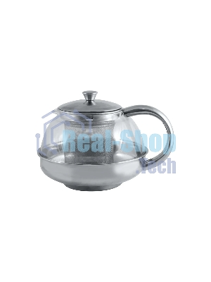 Чайник заварочный MALLONY Menta-600 из нержавеющей стали и жаропрочного стекла, 0,6 л