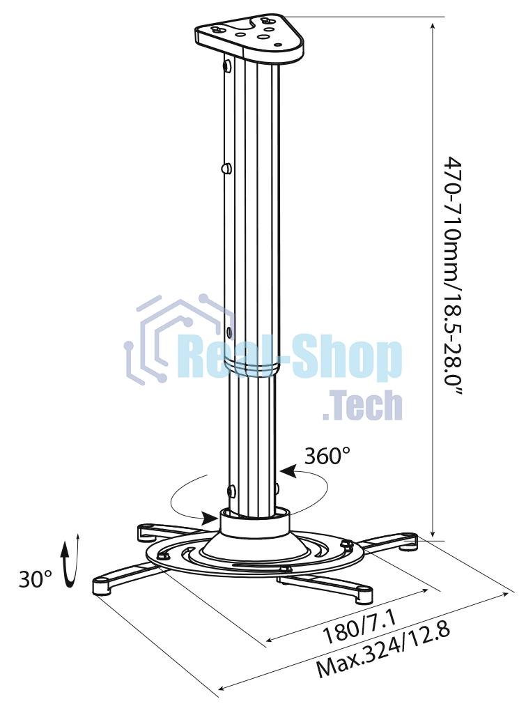 Кронштейн для проектора Cactus CS-VM-PR05L-BK черный макс.10кг настенный и потолочный поворот и наклон