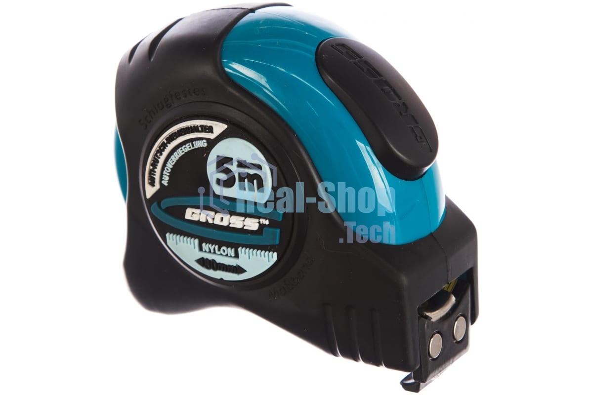 Рулетка Gross 31113 ''schlagfest'' 5м x 25мм магн. обрез зацеп двухст. шкала нейлон покр. автомати