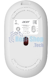 Мышь беспроводная Acer OMR301 белый, 1600 dpi, радиоканал, Bluetooth, USB, кнопки - 4