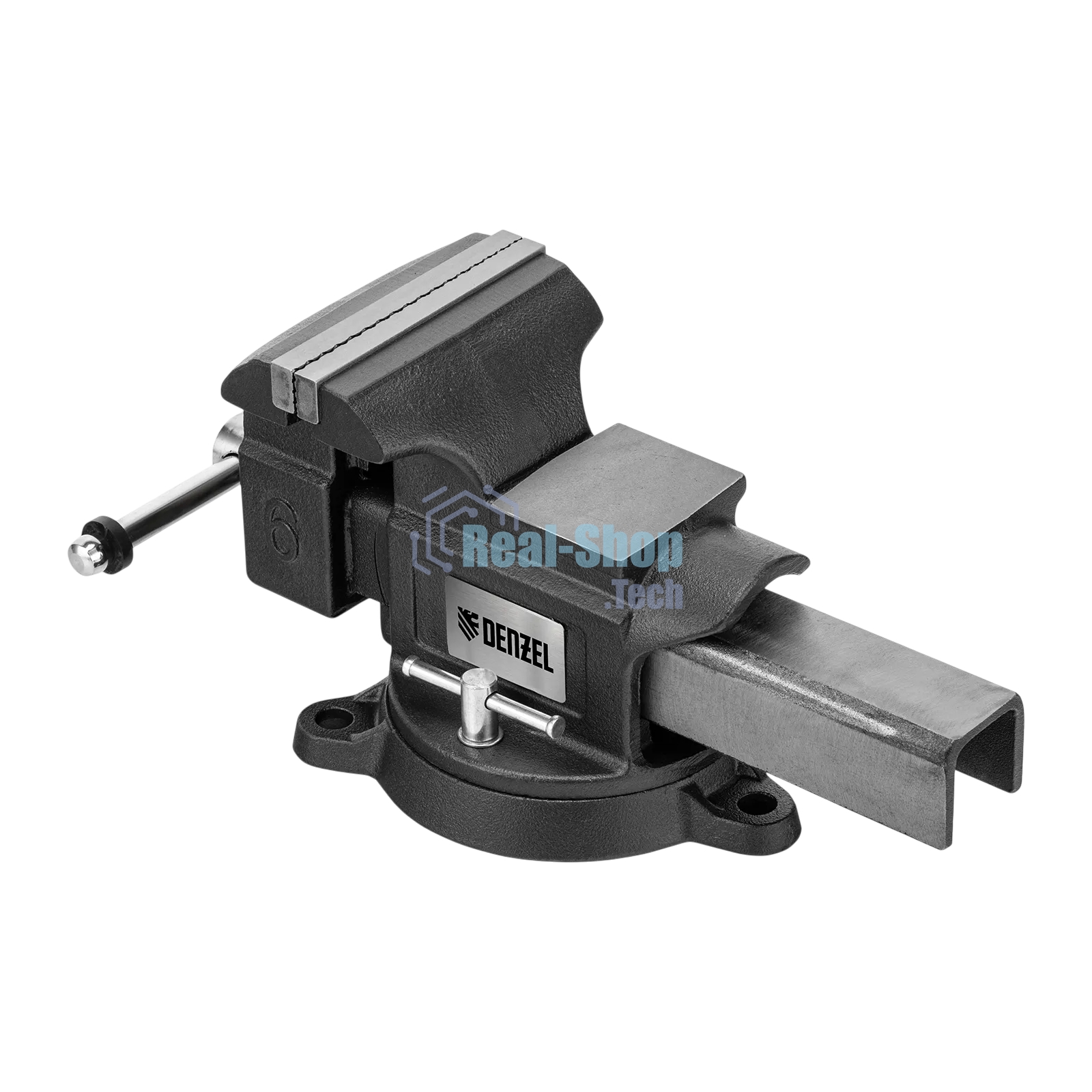 Тиски слесарные Denzel BVH-150 150 мм, поворотные, стальная направляющая, с наковальней
