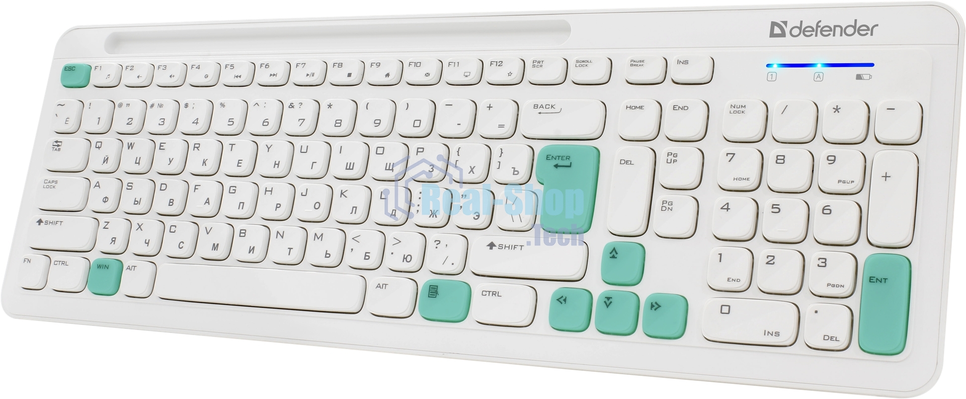 Комплект клавиатура+мышь Defender Cerrato C-978 беспроводной, USB, 1600 DPI, белый/голубой