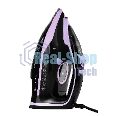 Утюг Galaxy Line GL 6135, черный с лиловым, паровой с помпой, 3200 Вт, постоянный пар 90 г/мин, паровой удар 260 г/мин, функции: самоочистка, антинакипь, автоотключение, вертикальное отпаривание, LED-дисплей, встроеный парогенератор, защита от перегрева, 