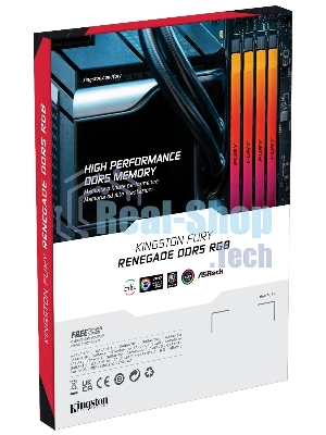 Оперативная память Kingston Fury Renegade, DDR5, 16Gb (1x16Gb), 7200MHz, CL38, DIMM, радиатор, RGB, черный