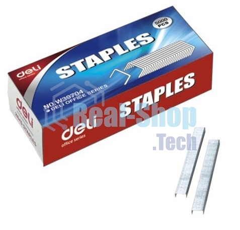 Скобы для степлера 26/6 Deli E39704 оцинкованные кор.карт. (упаковка: 5000шт.)