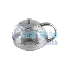 Чайник заварочный MALLONY Menta-600 из нержавеющей стали и жаропрочного стекла, 0,6 л