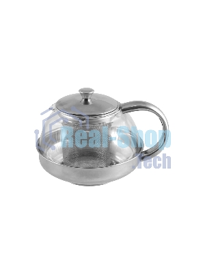 Чайник заварочный MALLONY Menta-600 из нержавеющей стали и жаропрочного стекла, 0,6 л