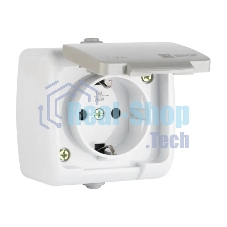 Розетка EKF Мурманск EFR16-029-30-54 1-местная 16А с заземлением с крышкой IP54 серый с защитными шторками