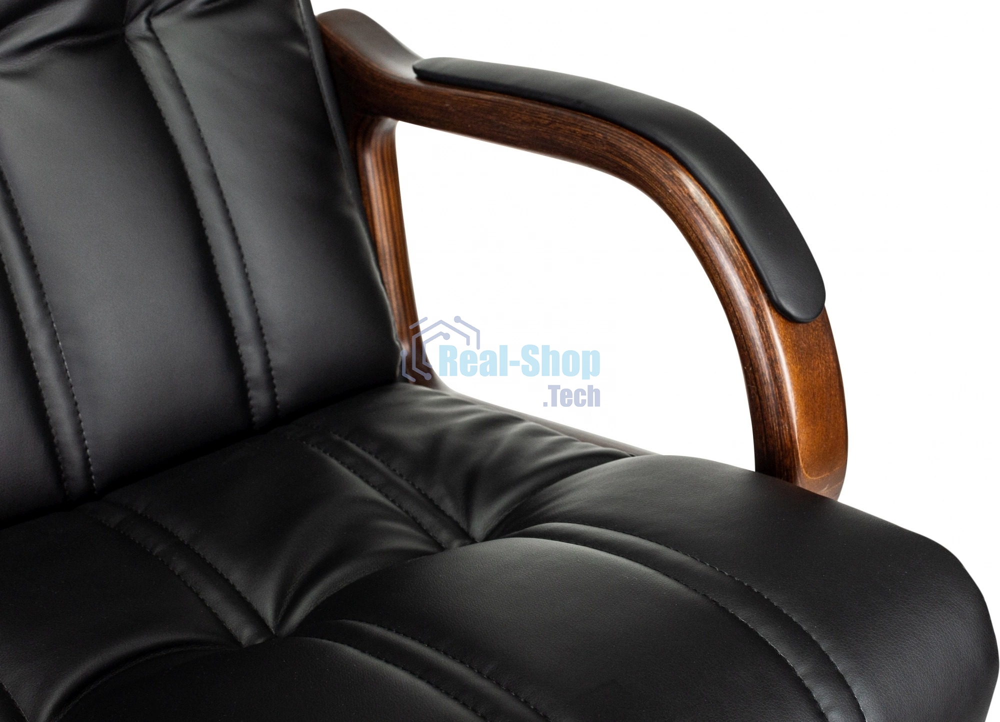 Кресло руководителя Бюрократ T-9932W-LOW-Eco черный, эко.кожа, низк.спин. крестов. металл/дерево