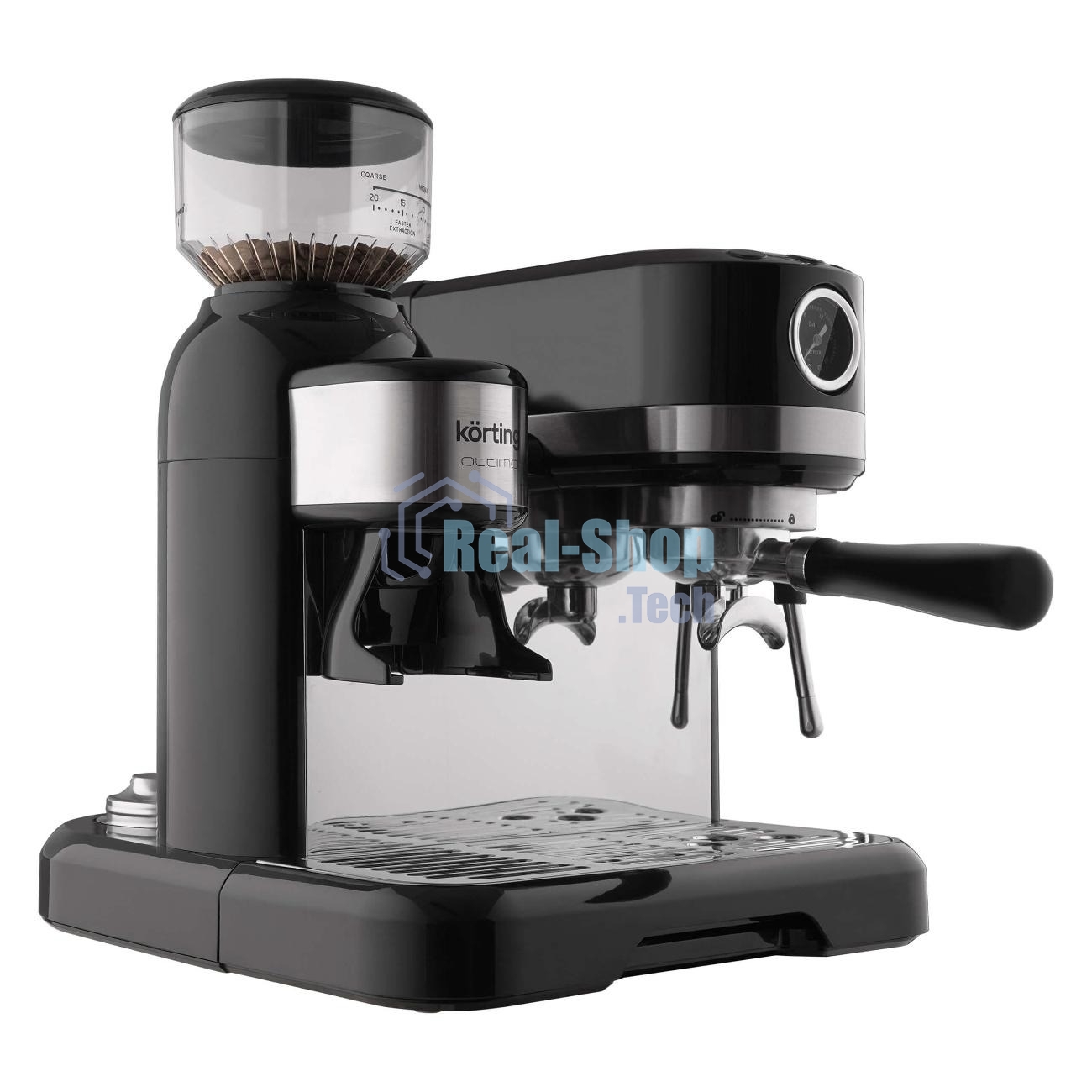 Кофемашина автоматическая Korting KCM 1015 N Ottimo черный/серебристый, исп. кофе - зерновой, 1500 Вт, 19 бар