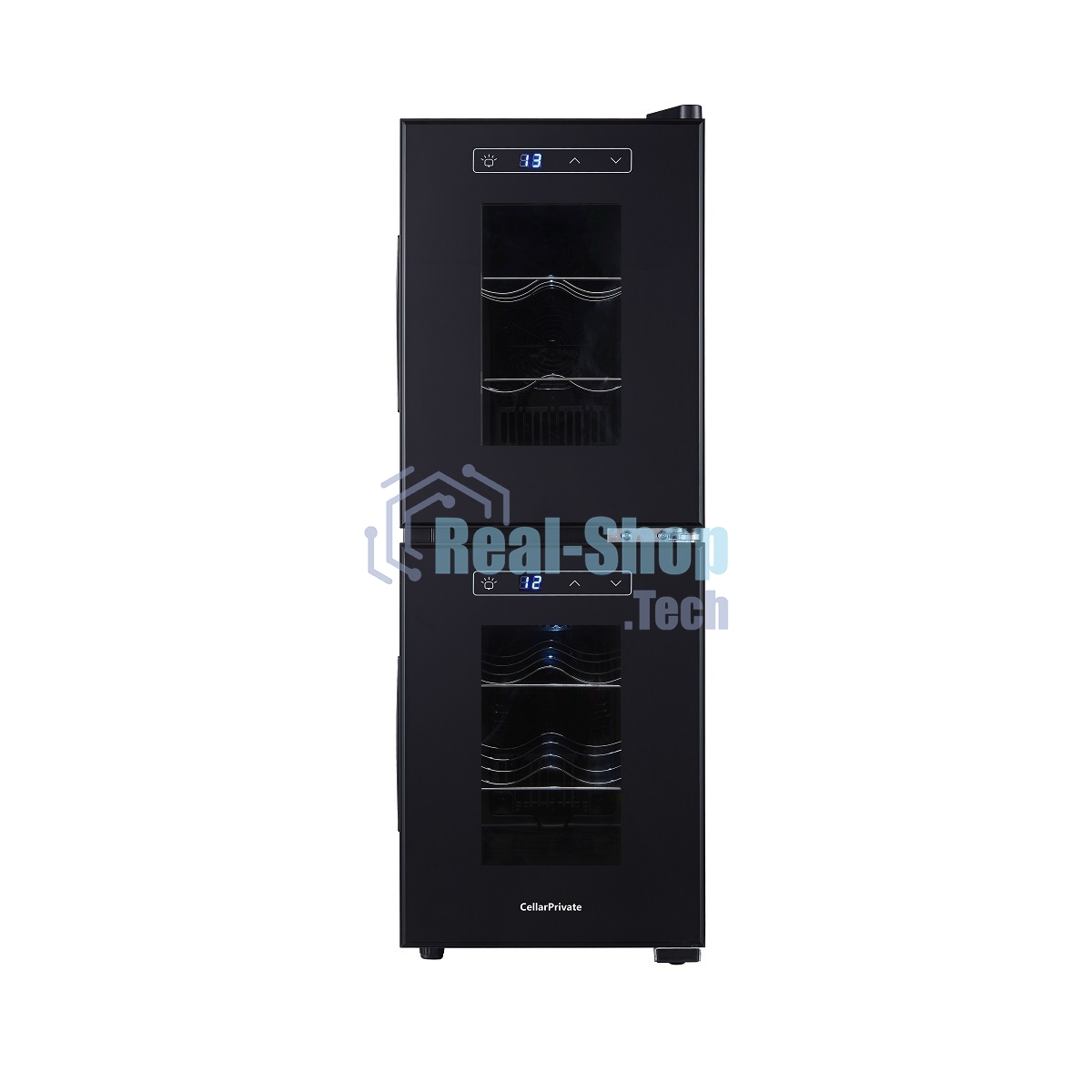 Винный шкаф CellarPrivate CP012-2Е черный, 32 л, 2 отсека, 12 бут.