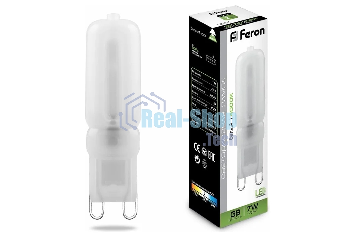 Лампа светодиодная Feron LB-431 7W 230V G9 4000K