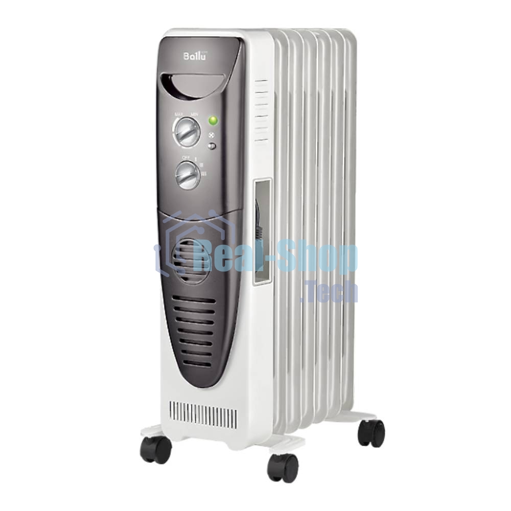 Обогреватель масляный Ballu Turbo BOH/TB- 07FH 1500 (7 секций), белый, 1500 Вт, 24 м2, механический термостат