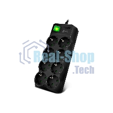 Сетевой фильтр SVEN SF-08E-16 (1,8 м 8 розеток с защитными шторками,16А) черный, цветная коробка