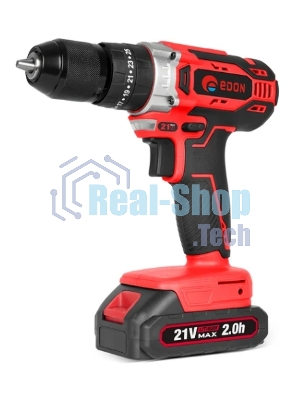 Дрель-шуруповерт аккумуляторная Edon UAD-21A, 21В, 2 АКБ, Кейс
