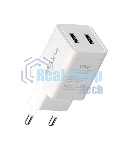 Сетевое зарядное устройство Maxvi A202 2хUSB 2А 10W, белый