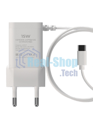 Сетевое зарядное устройство Maxvi A304T Type-C\USB 3A 15W + литой кабель Type-C 1.2м, белый