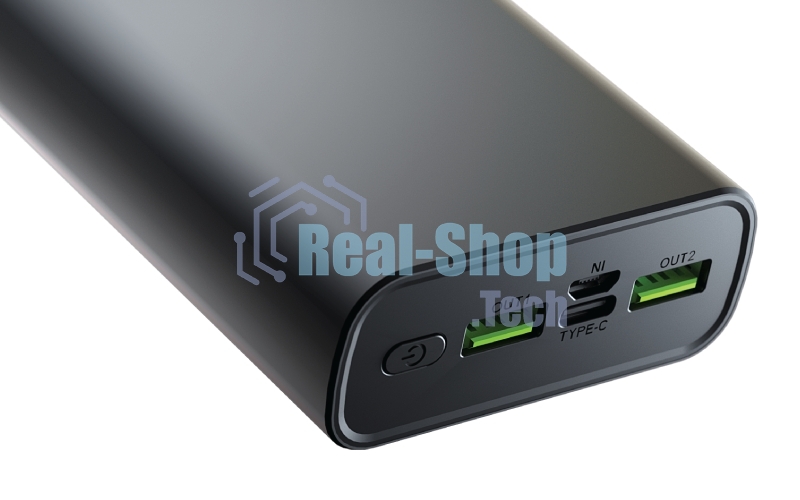 Портативный аккумулятор OLMIO QR-20, 20000mAh, 22.5W, QuickCharge3.0/PowerDelivery, LCD, серый