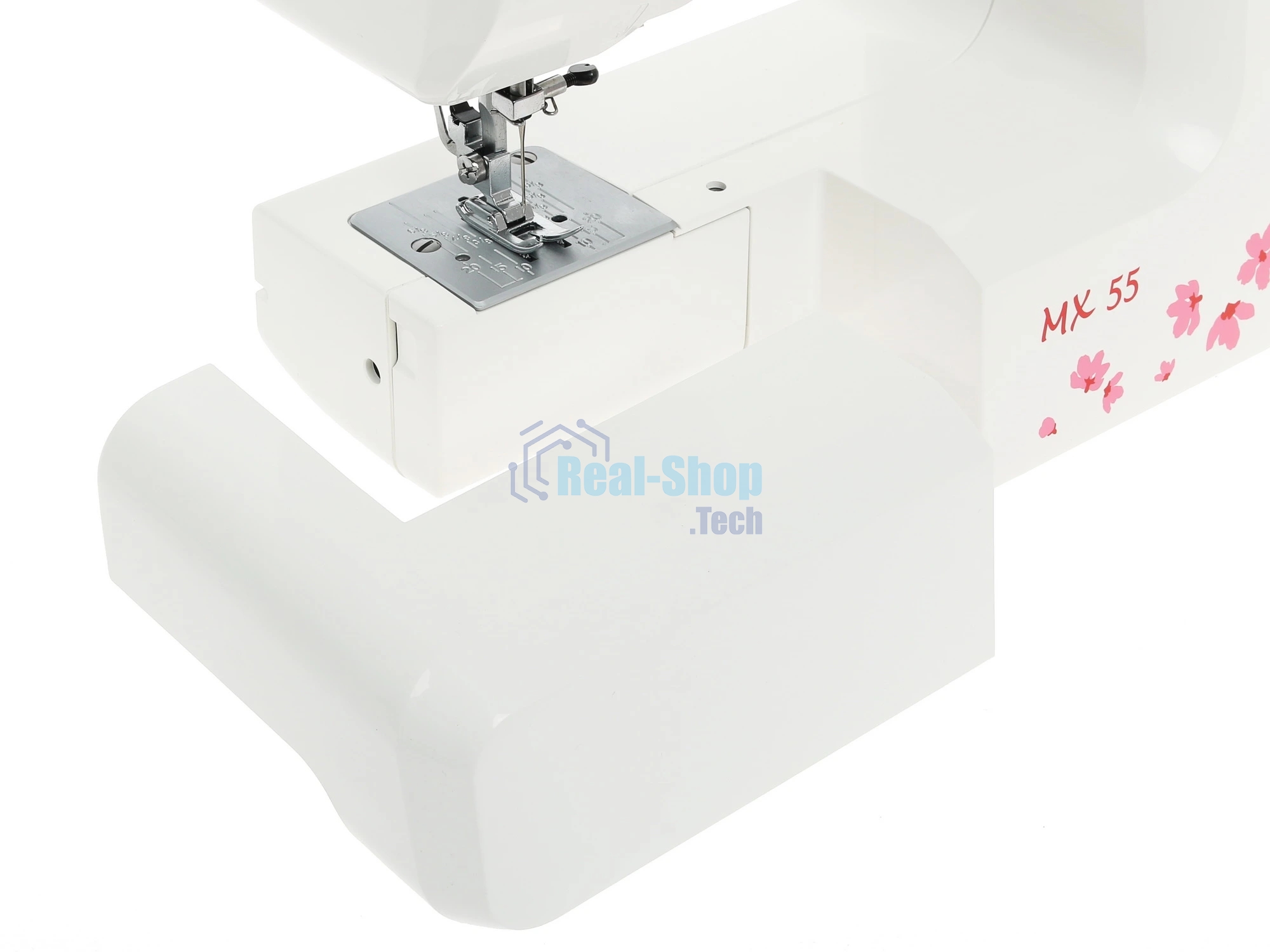 Швейная машина Janome MX 55 белый/розовый, электромеханическая, вертикальный качающийся, 15 операций, петля полуавтомат