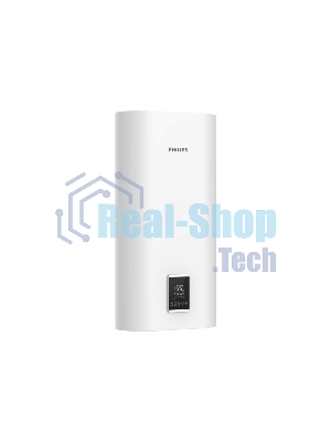Водонагреватель электрический Philips AWH1622/51(80YC) белый, накопительный, 80 л, 2 кВт, настенный, вертикальный, плоский корпус, бак из нержавеющей стали, двухступенчатый сухой ТЭН DRY SHELL, сенсорное управление с LED-дисплеем