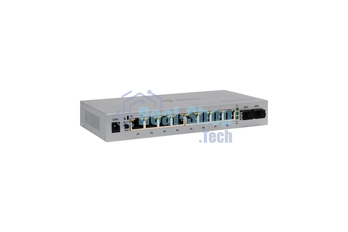 Коммутатор SNR SNR-S1908GP-2S, 1Гбит/с, количество портов 8 шт, (L2)