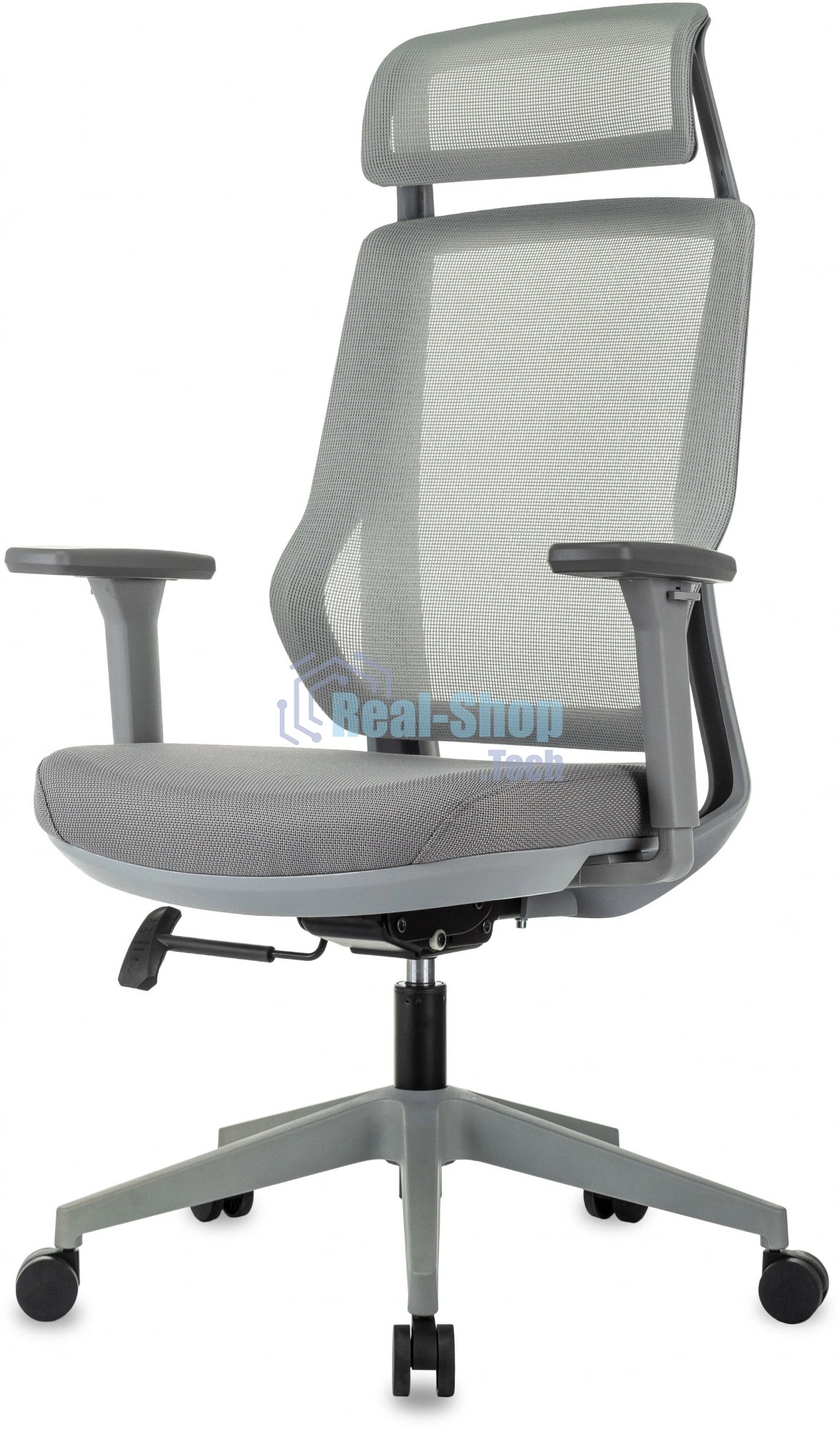 Кресло руководителя Бюрократ MC-G411N-H серый, сетка/ткань, с подголов. крестов. пластик, пластик серый