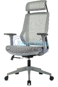Кресло руководителя Бюрократ MC-G411N-H серый, сетка/ткань, с подголов. крестов. пластик, пластик серый