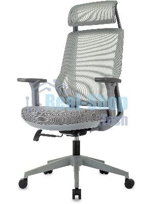 Кресло Бюрократ MC-G411N-H серый, сетка, подголовник