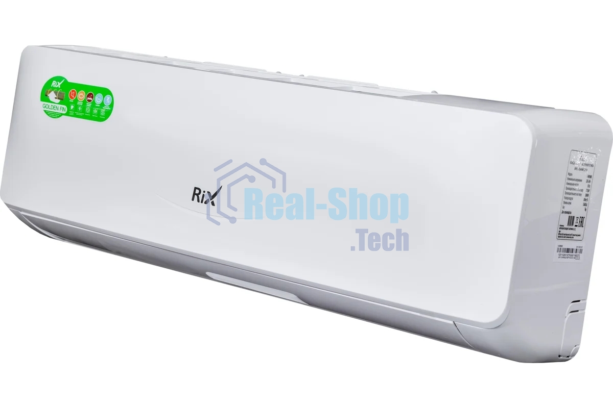 Кондиционер сплит-система настенного типа RIX LITE I/O-W07MB 7000 BTU, 21 м², 23 дБ, охлаждение, обогрев, осушение, белый