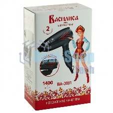 Фен Василиса ВА-3001 черный/красный, 1400 Вт, компактный