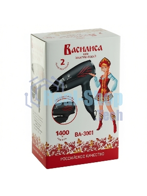 Фен Василиса ВА-3001 черный/красный, 1400 Вт, компактный
