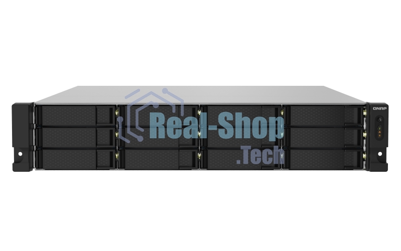 Сетевое хранилище без дисков SMB QNAP TS-1232PXU-RP-4G 12-Bay quad-core 64-bit AL324 1.7 GHz rackmount NAS with 250W redundant PSU, 4Gb DDR4 UDIMM RAM (max 1x16GB), SATA 6Gb/s, 2x 10GbE SFP+ LAN, 2x2.5 GbE LAN, 1x PCIe Gen2 x2 slot. W/o RAIL-B02