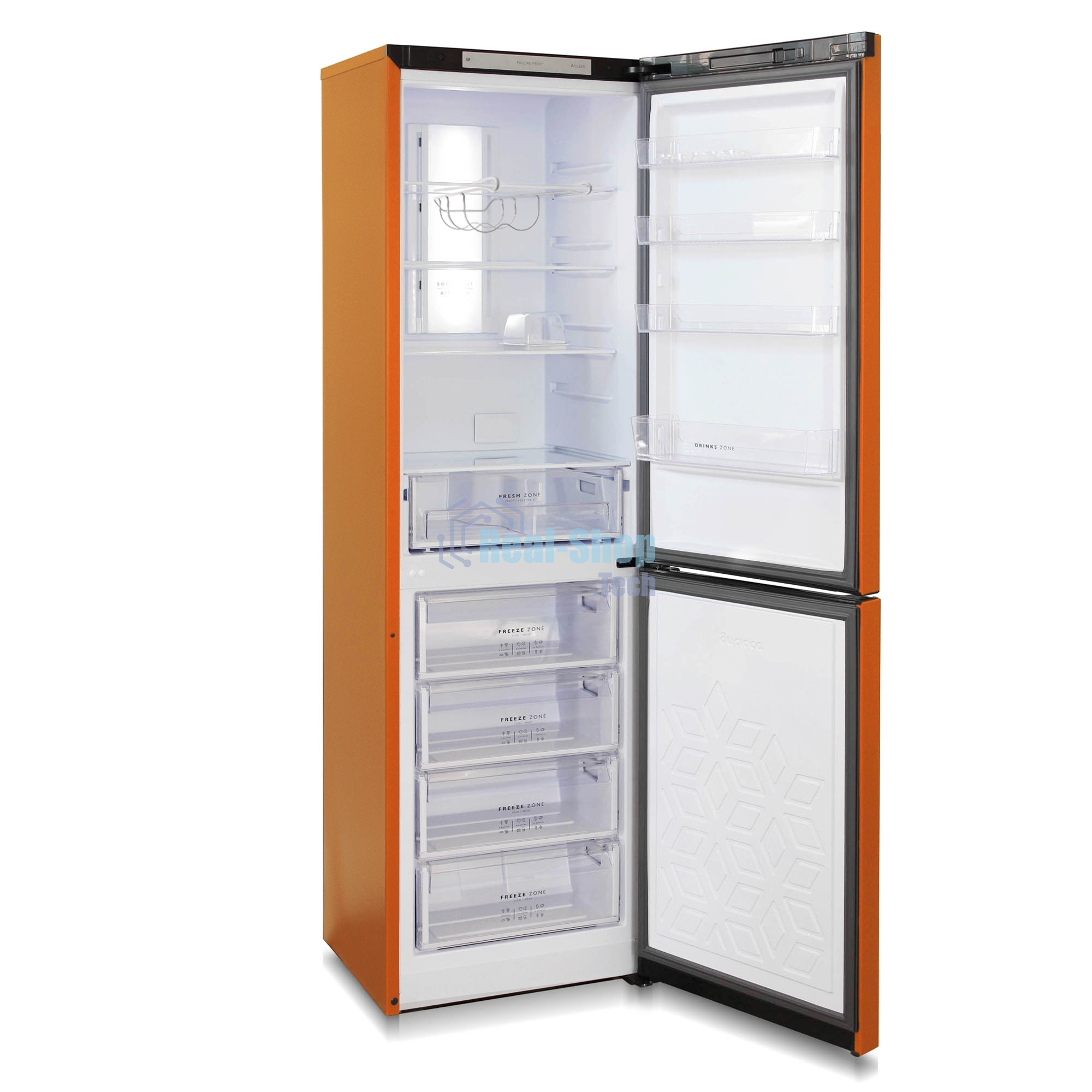 Холодильник Бирюса Б-T980NF оранжевый двухкамерный 240/130 л морозильник снизу, No Frost