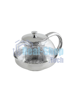 Чайник заварочный MALLONY Menta-600 из нержавеющей стали и жаропрочного стекла, 0,6 л