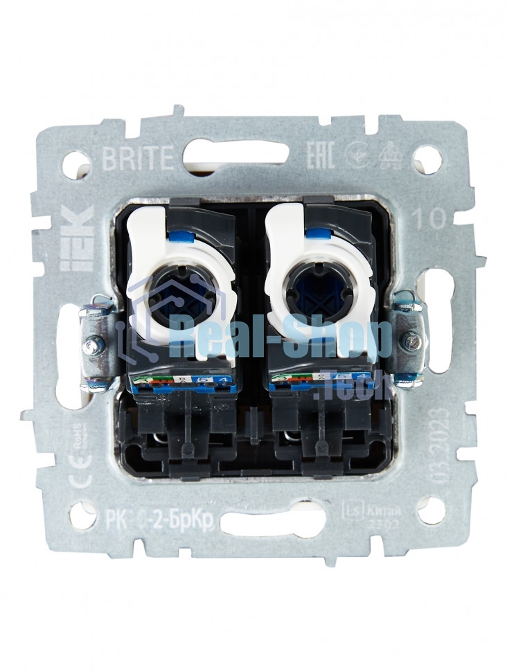 Розетка компьютерная двойная IEK BRITE РК10-2-БрКр (BR-K20-1-K10) СП RJ45 кат.5E бежевый