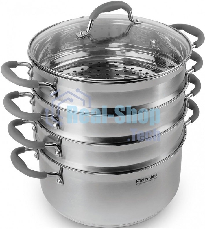 Пароварка Rondell RDS-1103 26 см. 3 перфорированных уровня (5,5 л - нижний ярус)
